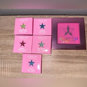 Jeffree Star cosmetics single eyeshadows and magnetic customizable case.